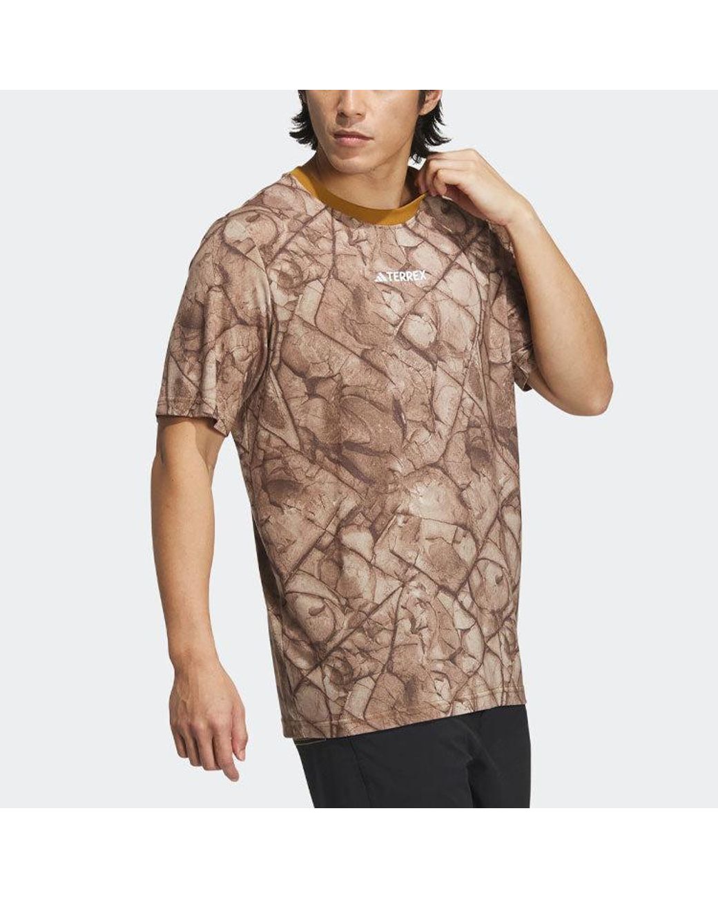 Adidas Brown National Geographic Graphic Tencel Short Sleeve Tee for men