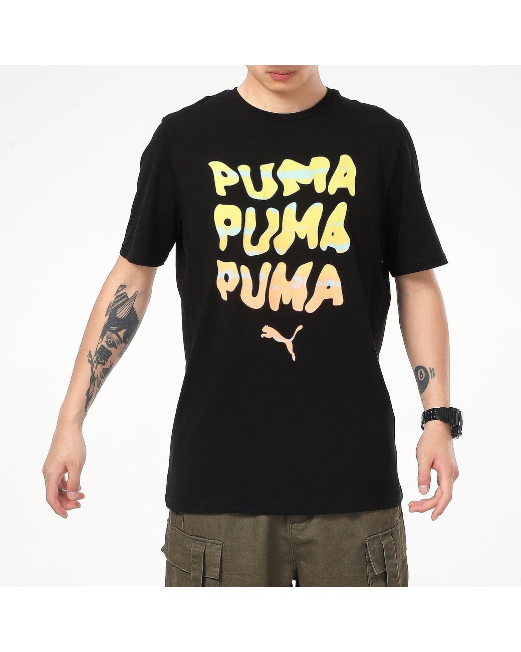 PUMA Black Summer Graphic T-Shirt for men