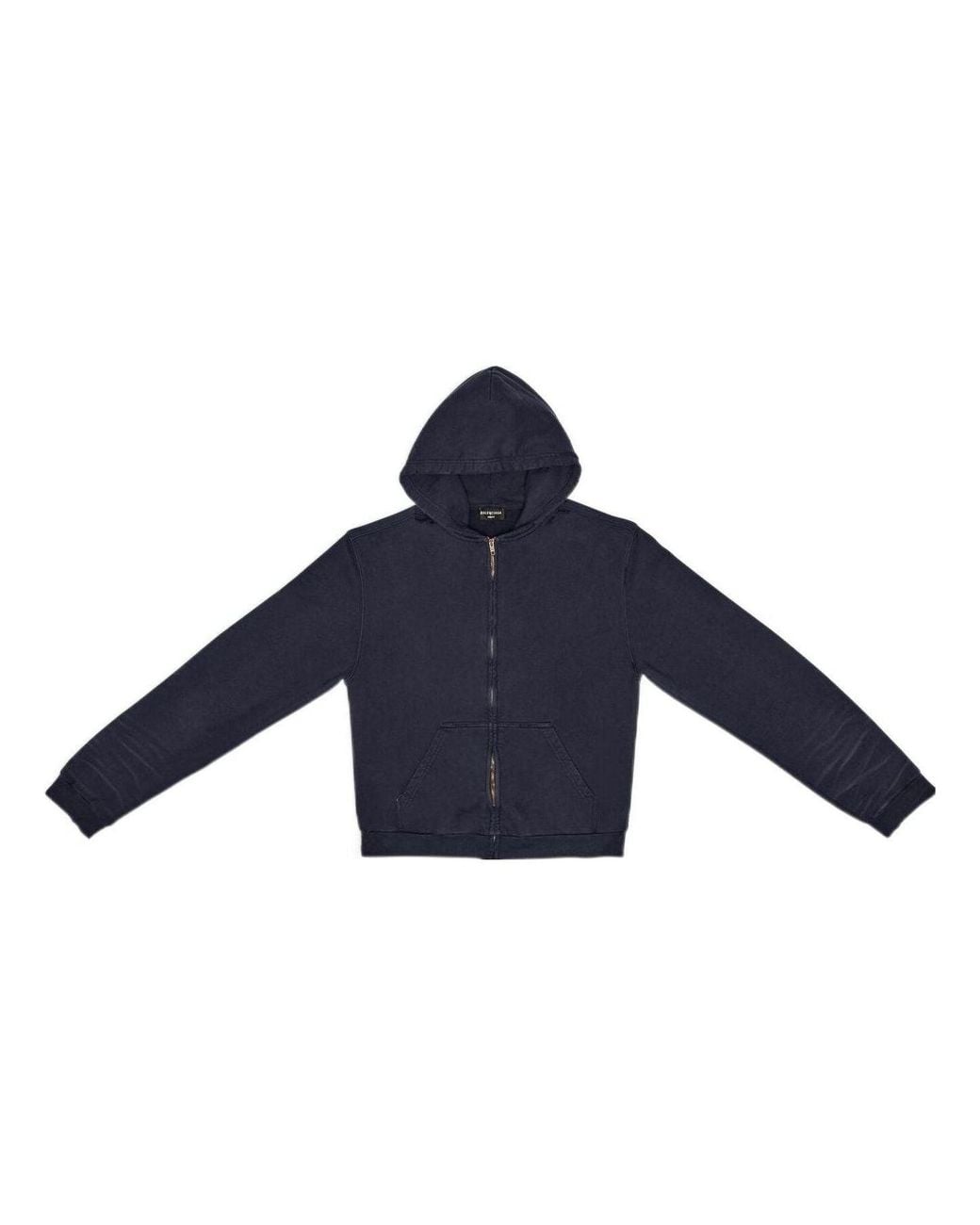 Balenciaga Blue Tab Worn-Out Zip-Up Hoodie for men