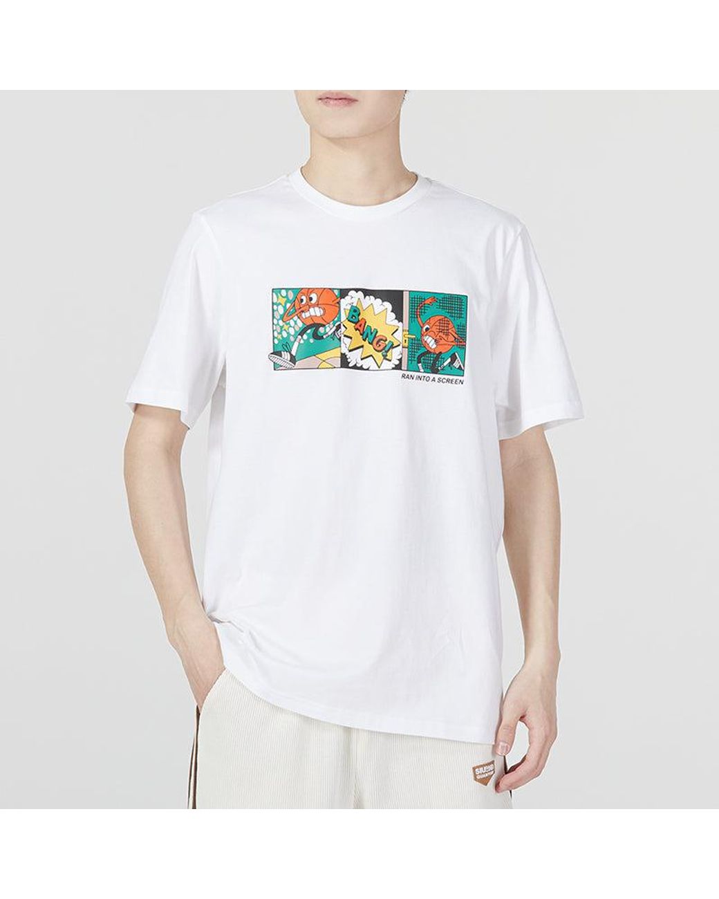 Adidas White Lil' Stripe Basketball Graphic Tee for men
