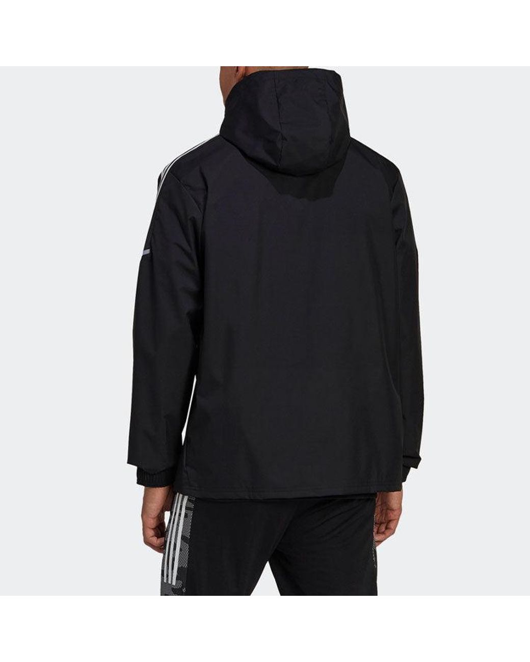 Adidas Black Con21 Aw Jkt Soccer/Football Sports Hooded Jacket for men