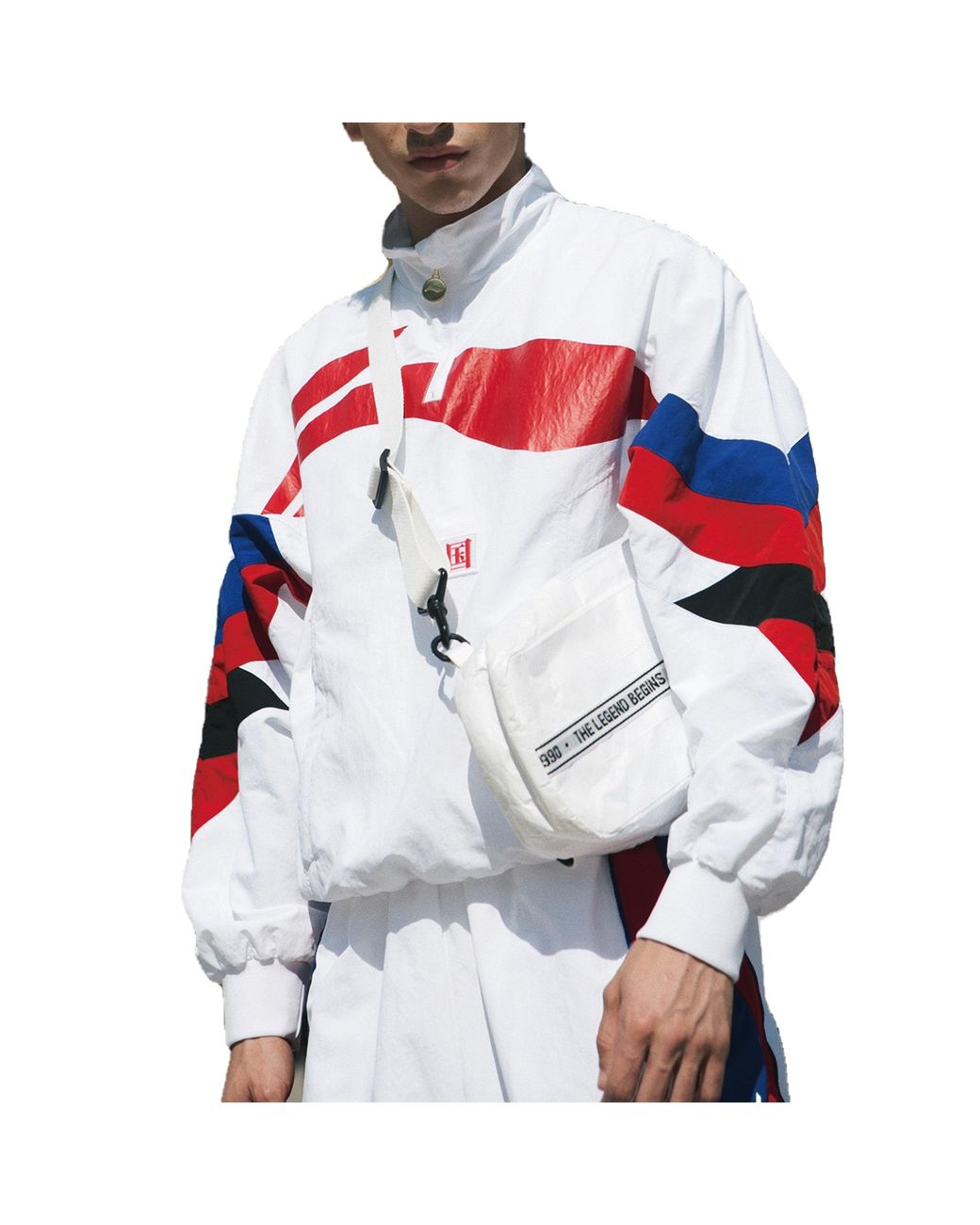 Li-ning White Logo Printing Stand Collar Casual Jacket for men
