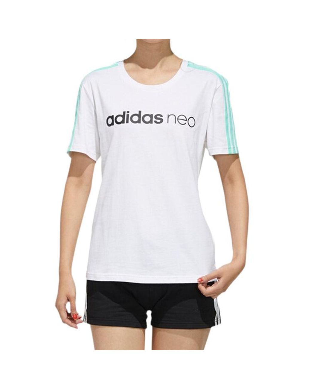 Adidas White (Wmns) Neo Faves Round Neck Short Sleeve