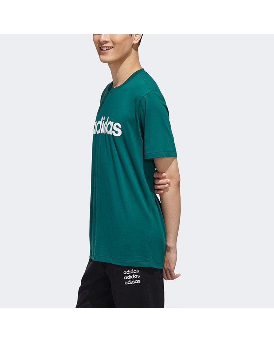 Adidas Green Neo Sports Round Neck Short Sleeve for men