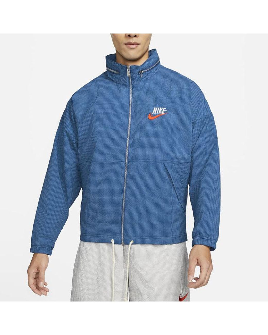 Nike Blue Sportswear Alphabet Logo Woven Jacket for men
