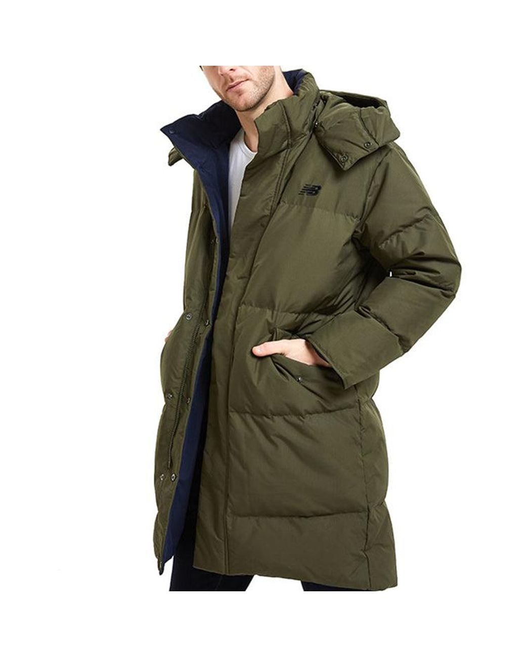 New Balance Green Reversible Long Puffer Jacket for men