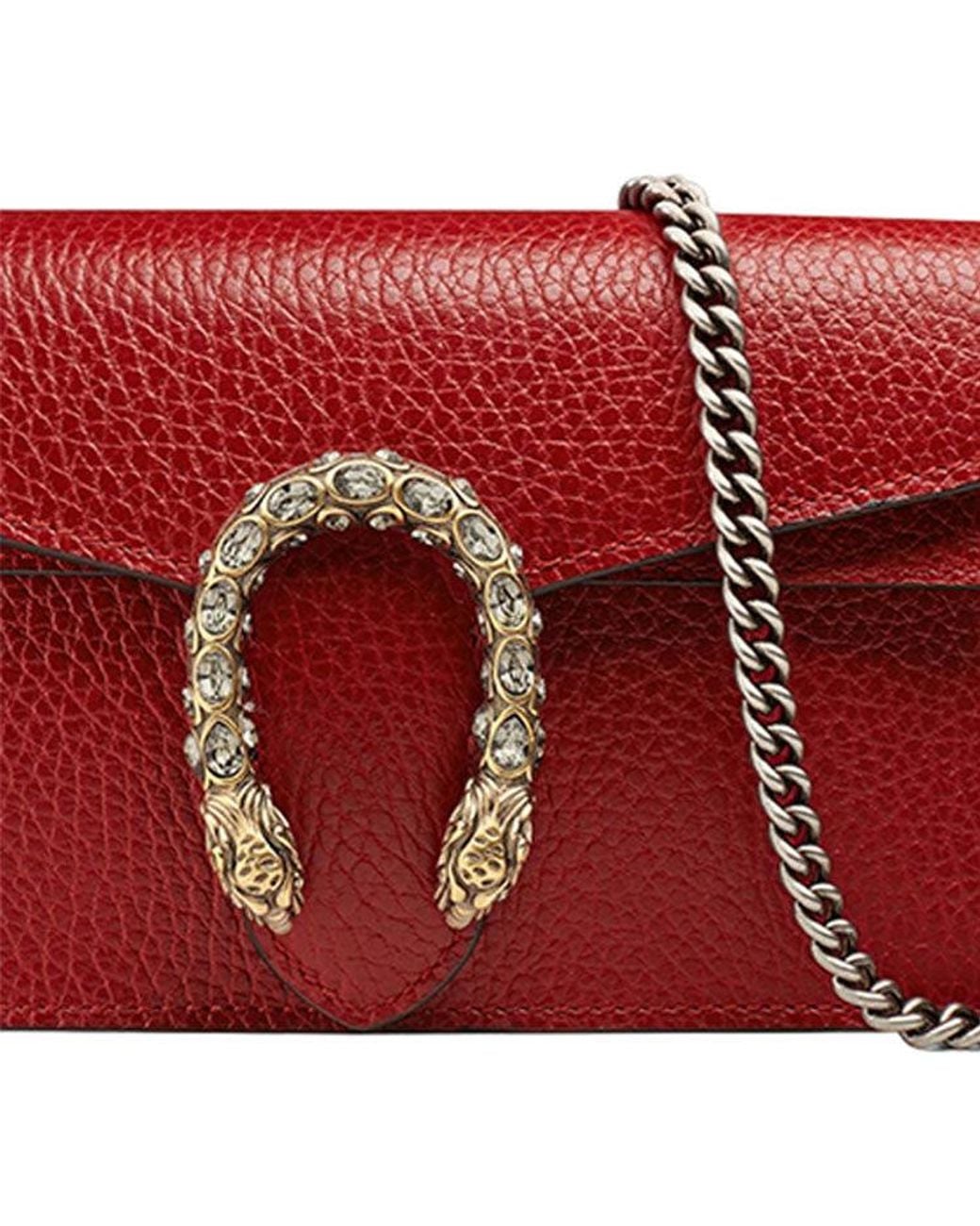 Gucci Red (Wmns) Dionysus Series Leather Bag Single-Shoulder Bag Mini Size