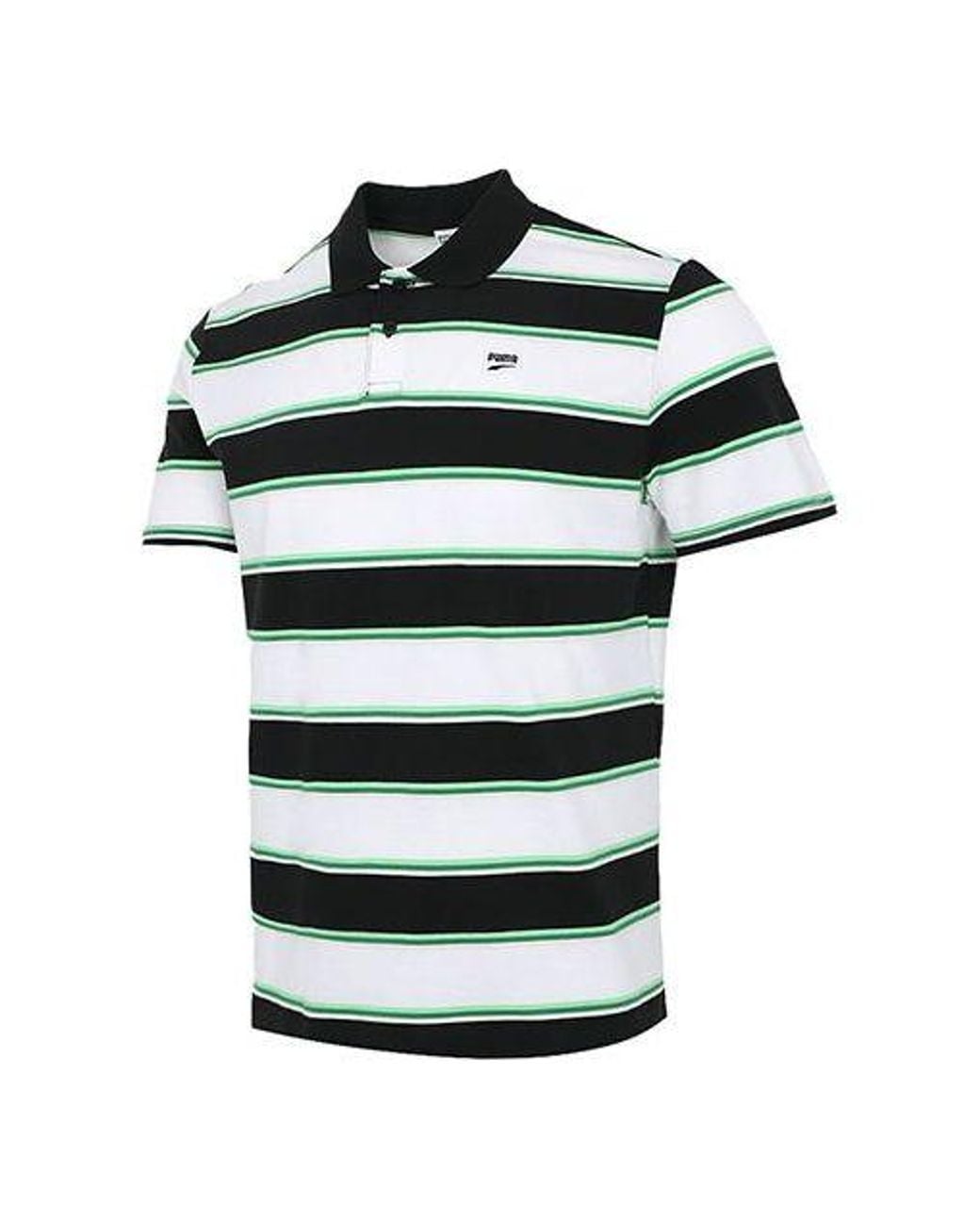 PUMA Green Downtown Stripe Polo Tee Shirt for men