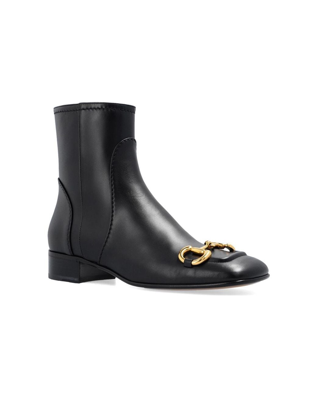Gucci Black (Wmns) Horsebit Leather Ankle Boots