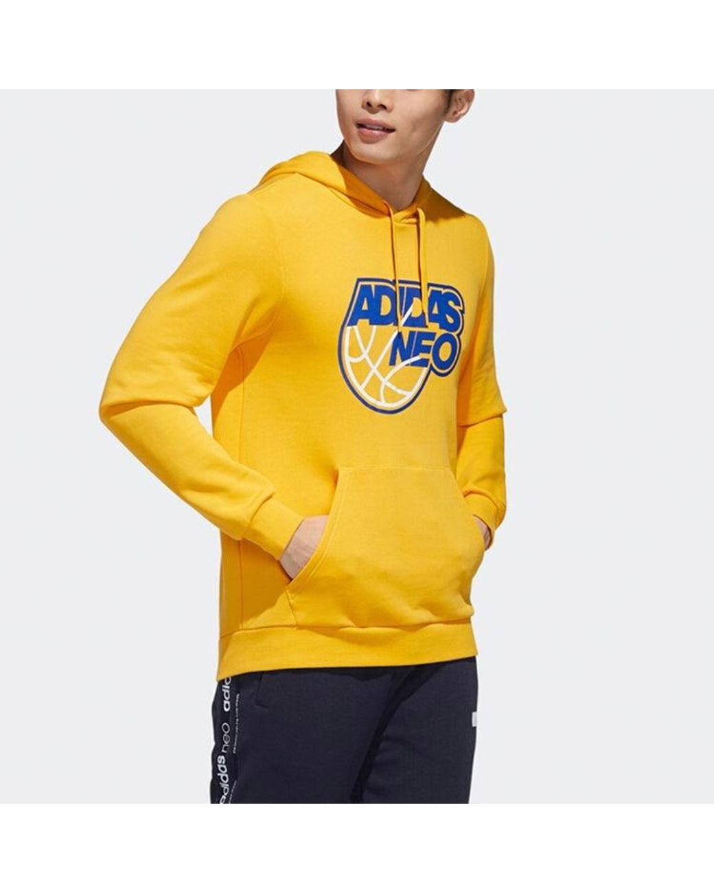 Adidas Yellow Neo Basketball Training Sports Pullover for men
