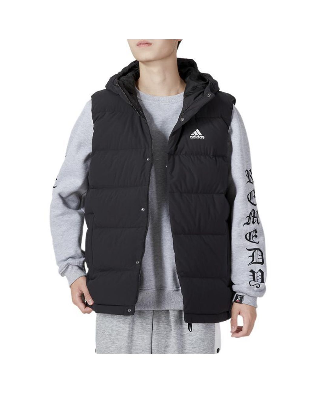 Adidas Blue Helionic Hooded Down Vests for men