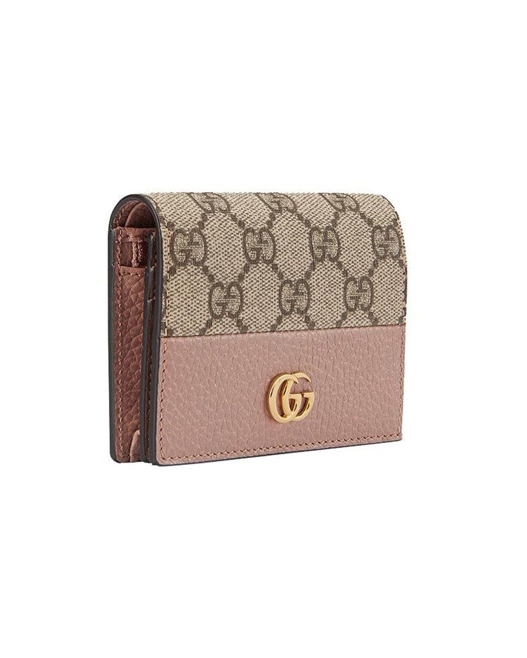 Gucci Pink Gg Marmont Bi-Colour Card Case Wallet