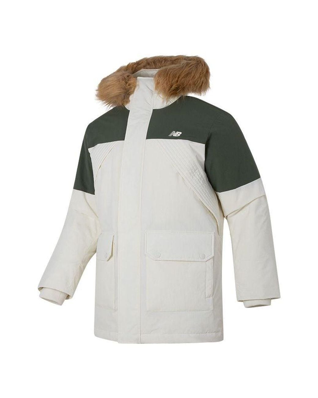 New Balance Green Warm Hooded Down Jacket for men