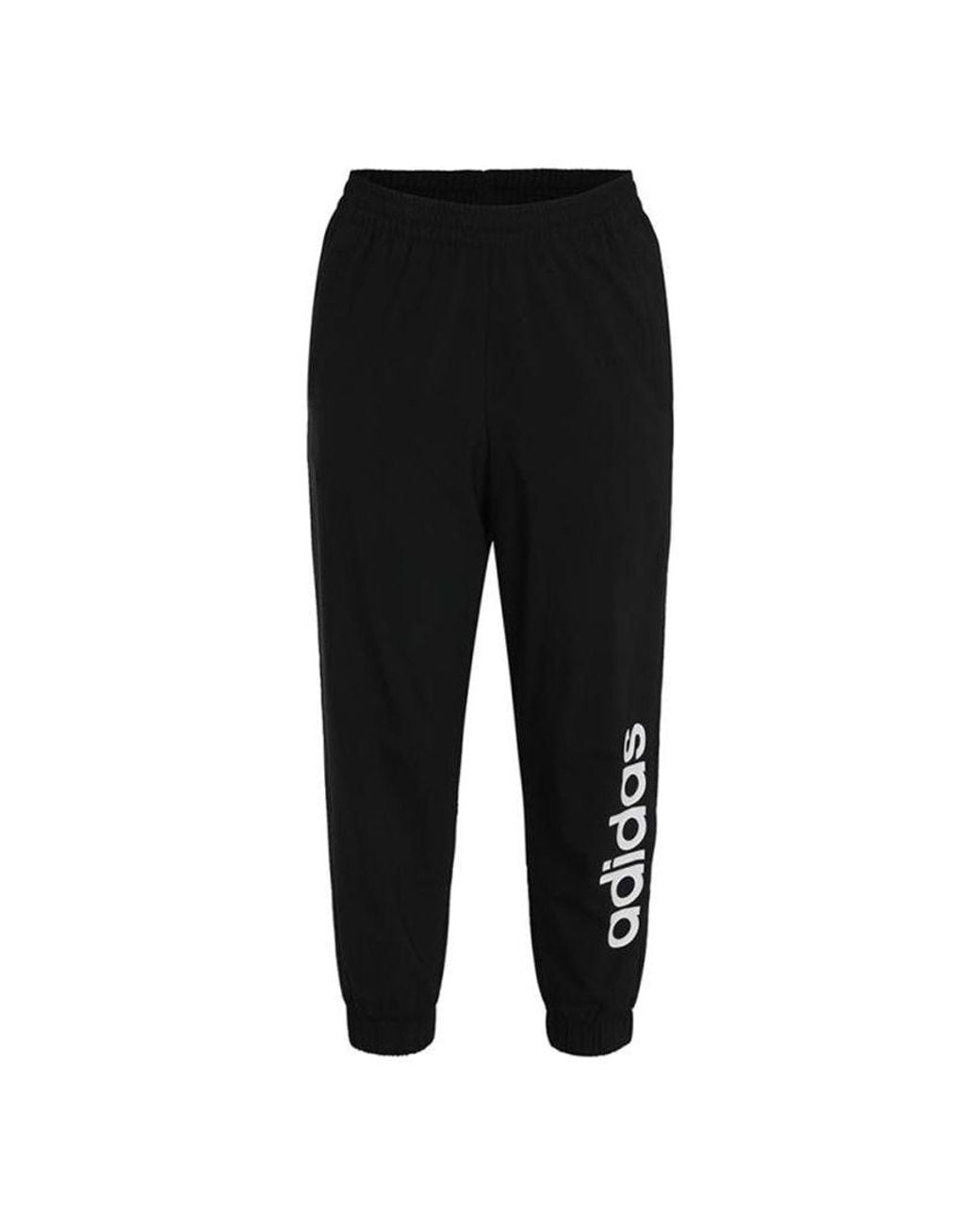 Adidas Black Logo Print Track Pants for men
