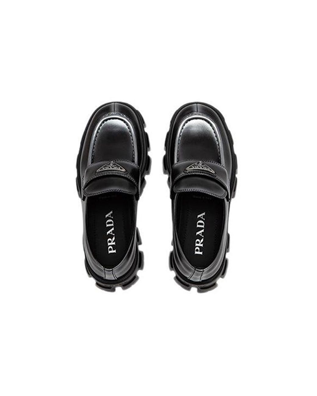 Prada Black (Wmns) Monolith Brushed Leather Loafers Spray'