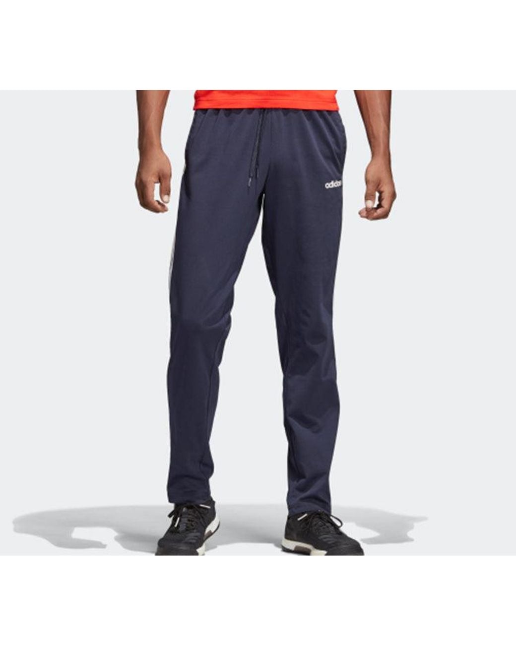 Adidas Blue Plaid Applique Knitted Sports Long Pants for men