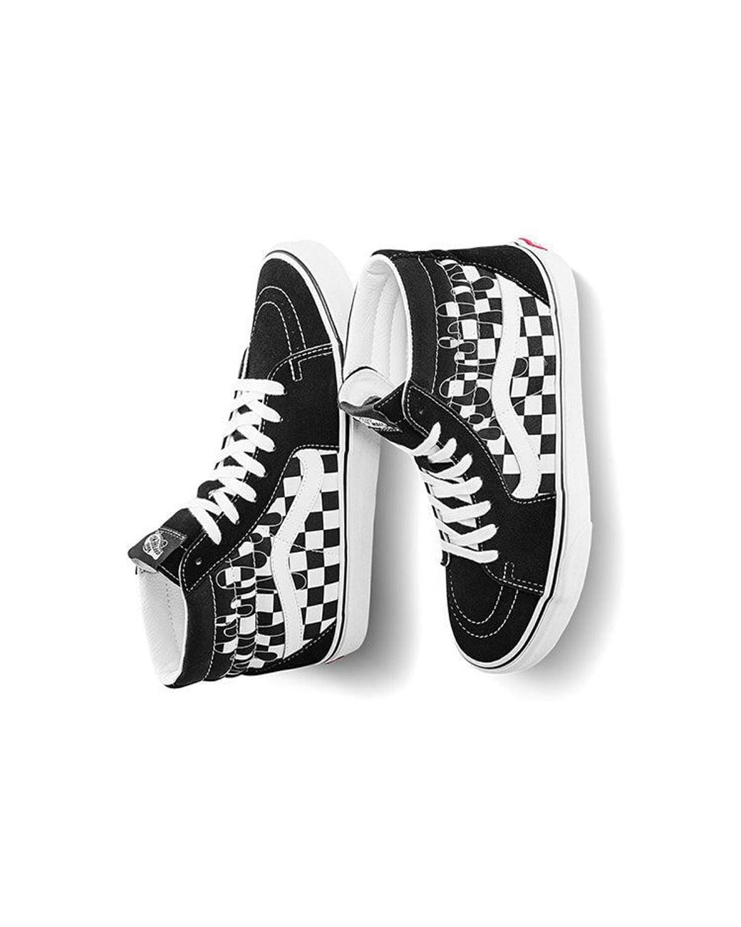 Vans Black Paint Drip Checkerboard Sk8-Hi Shoes for men