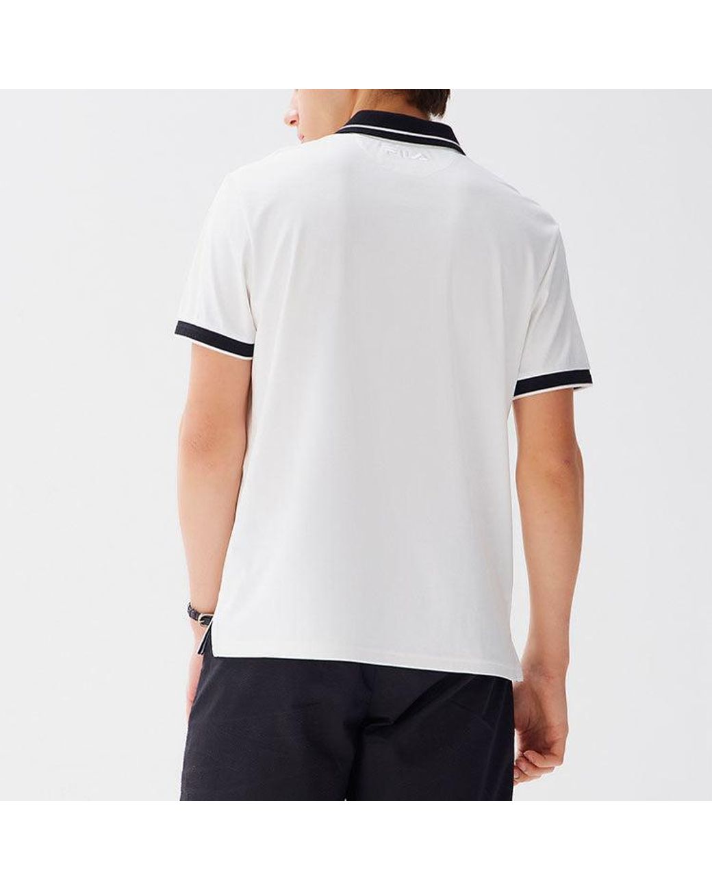 Fila White Business Casual Short Sleeve Polo for men