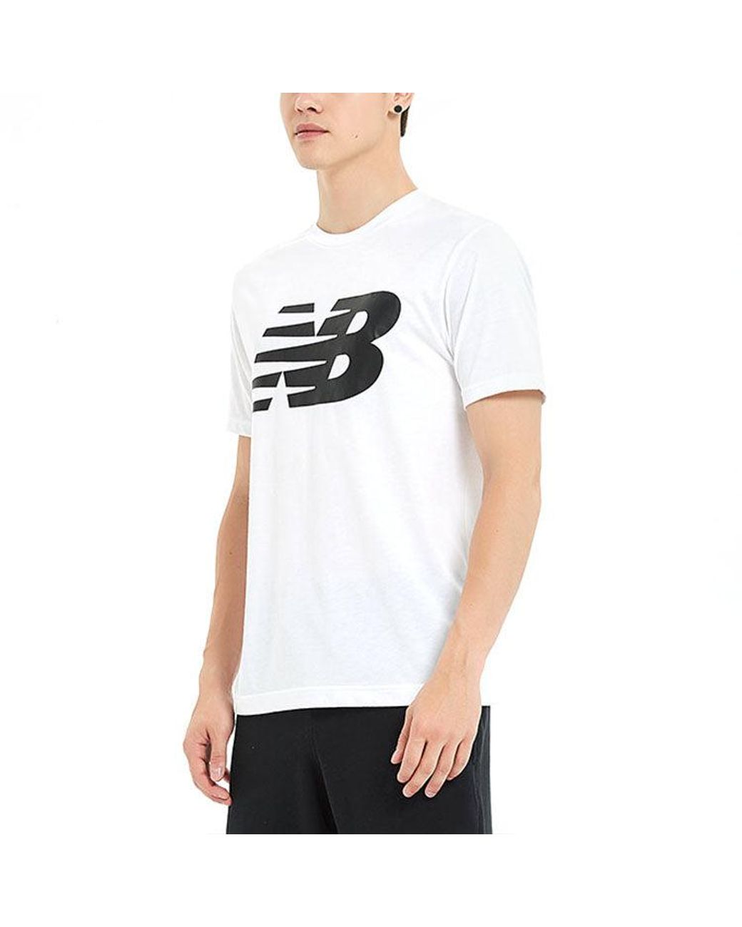 New Balance White Knit Breathable Athleisure Casual Sports Logo Printing Short Sleeve for men