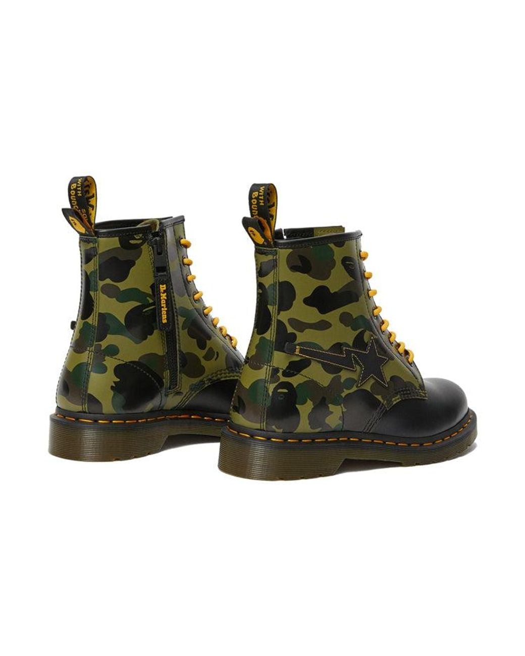 Dr. Martens Black A Bathing Ape X 1460 Zip 'Camo' for men