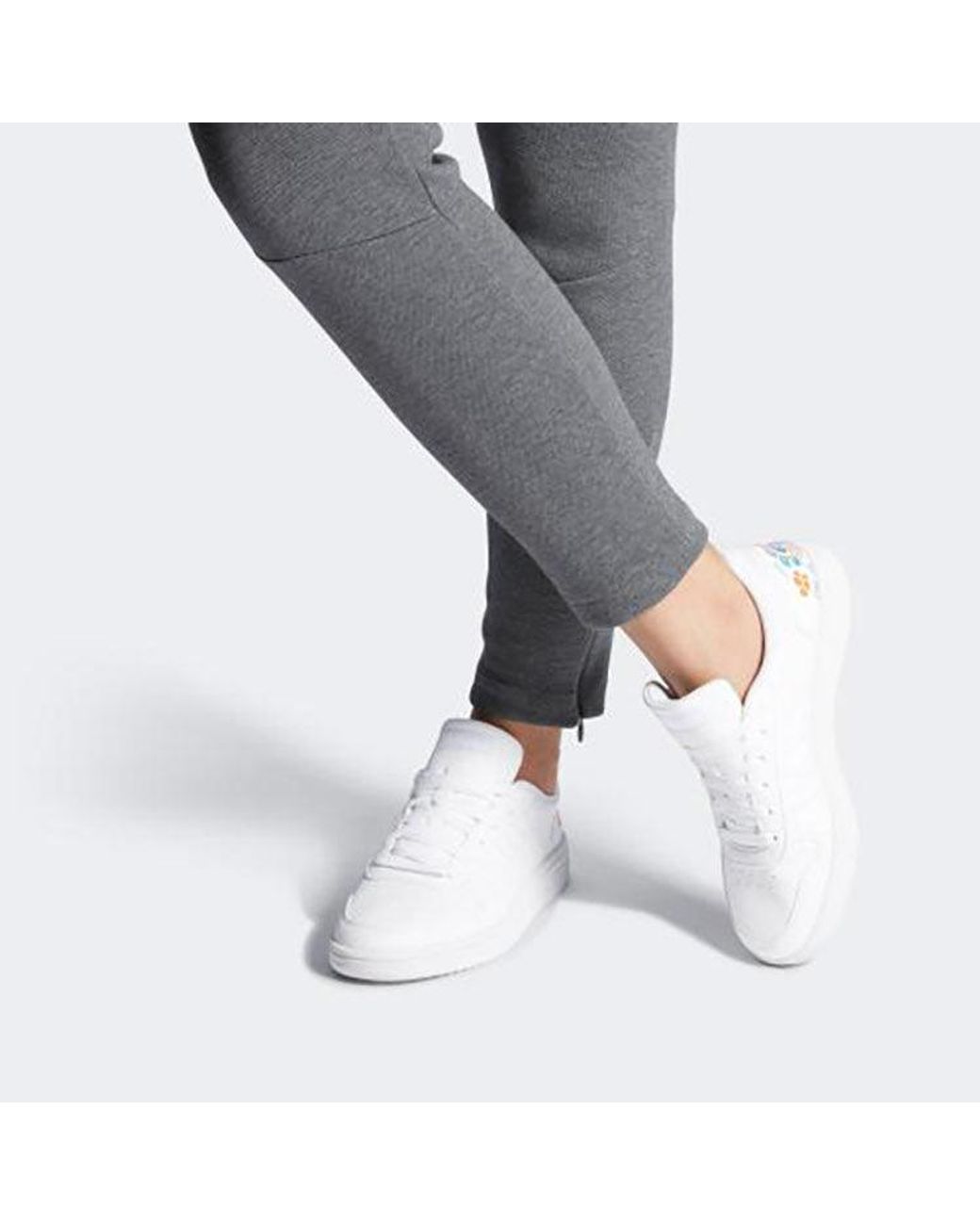 Adidas White (Wmns) Hoops 2.0 Embroidered