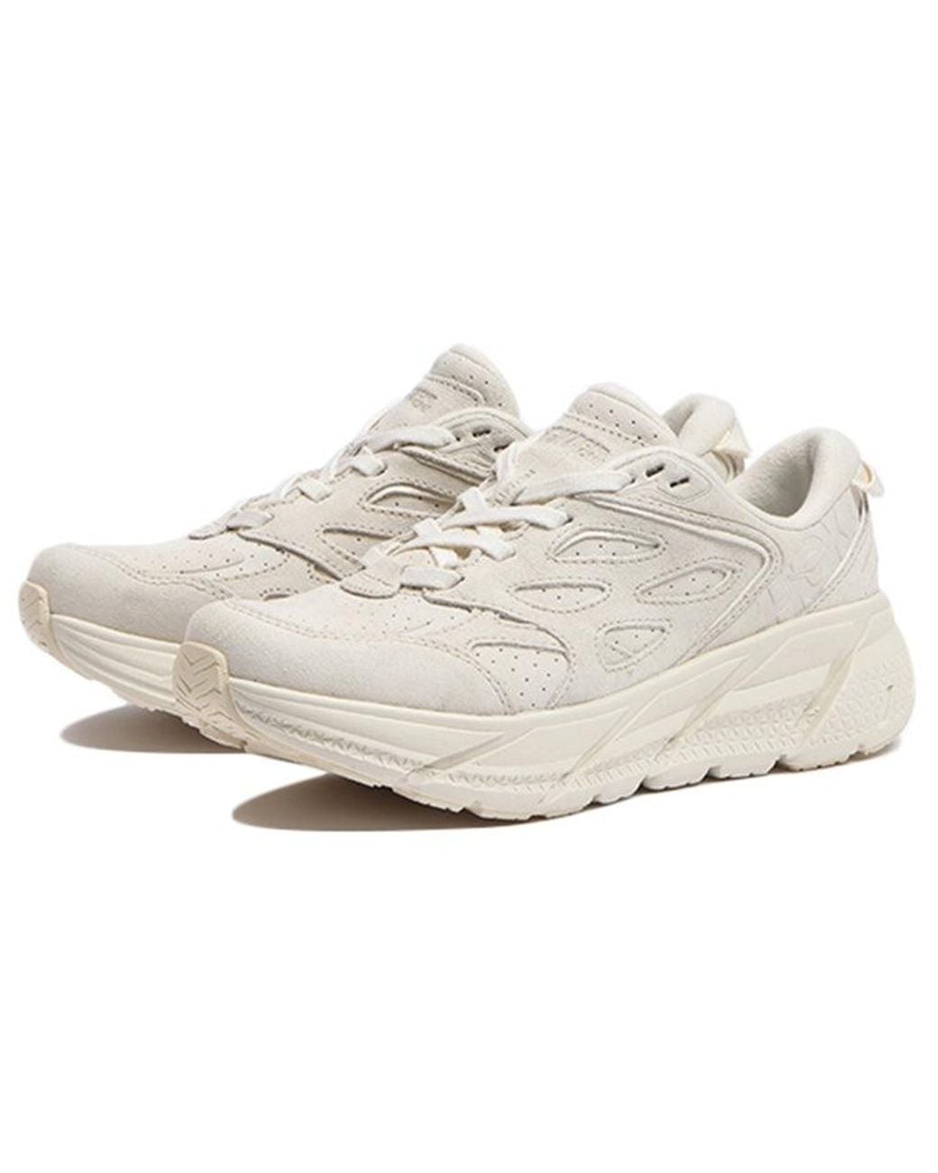 Hoka One One White Ora Clifton L Suede 'Eggnog' for men