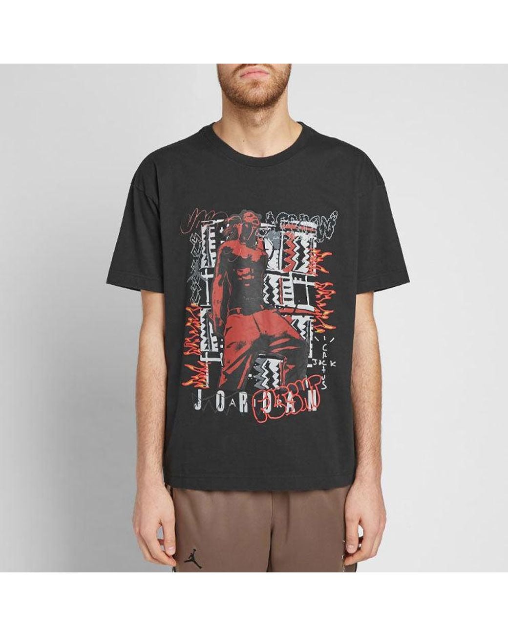 Nike Black Air X Travis Scott Joint Houston Rapper T-Shirt Ck4032-010 for men