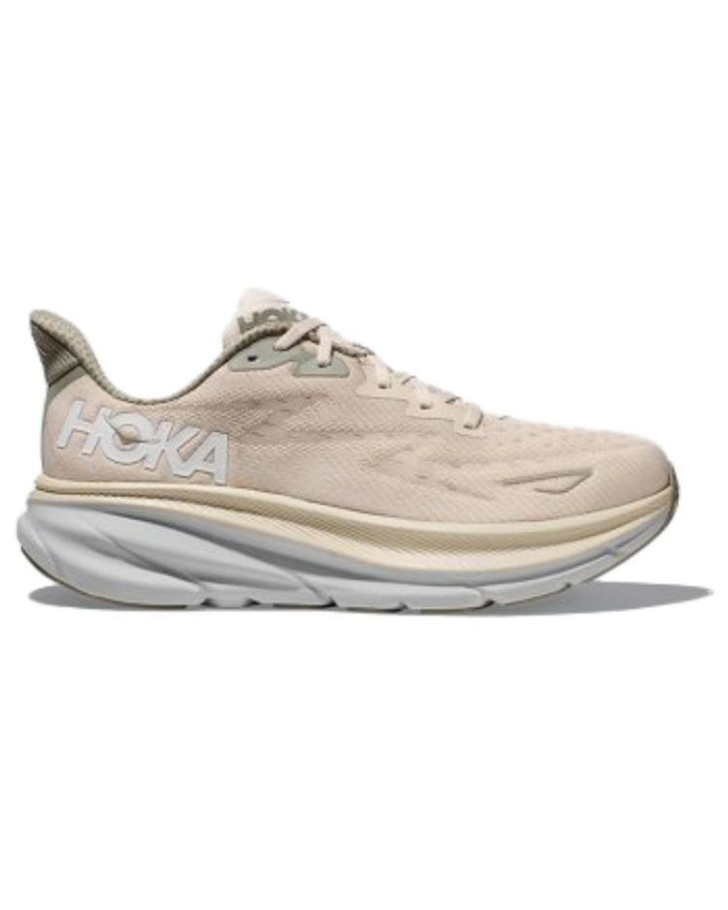 Hoka One One White Clifton 9 2E Wide 'Oat Milk' for men