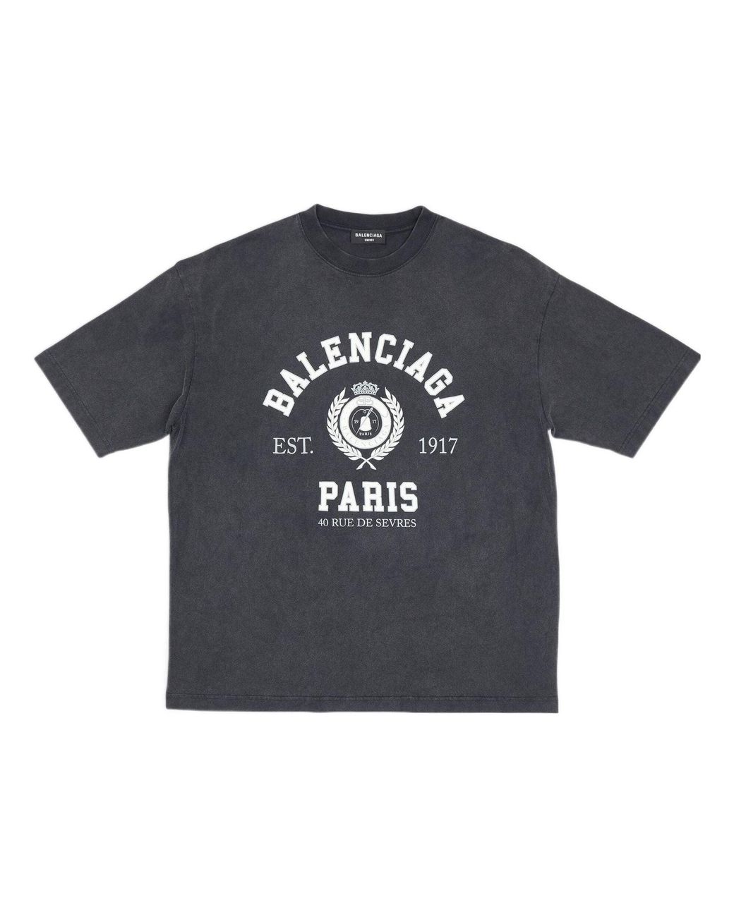 Balenciaga Black Varsity Logo Short Sleeve T-Shirt 'Washed'