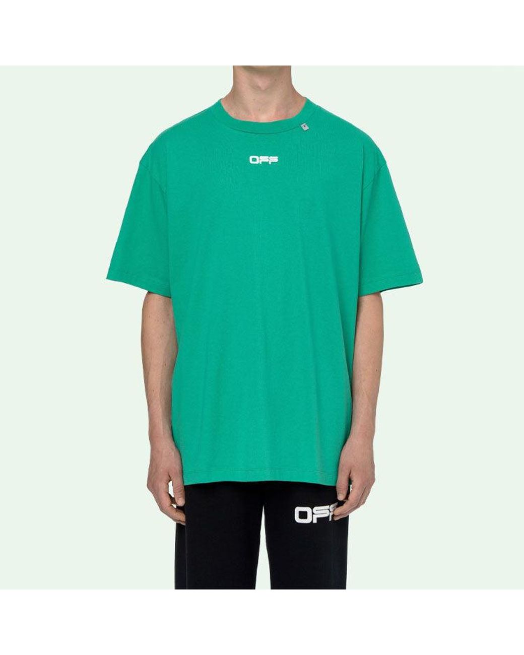 Off-White c/o Virgil Abloh Green Caravaggio Square Back Printing Short Sleeve Loose Version O Virgil Abloh Tee for men