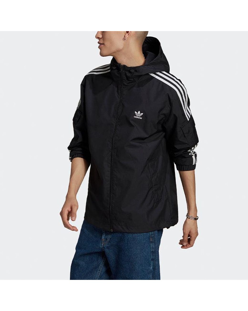 Adidas Black Originals 3-Stripes Wb Fz Hoodie Jacket For for men