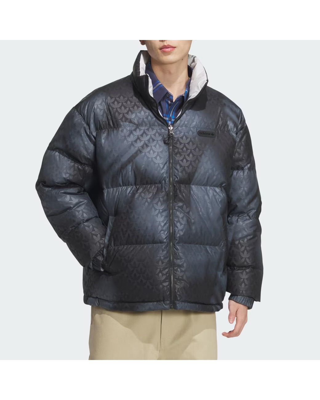 Adidas Gray Rev Down Jacket Asia Sizing Gresix' for men