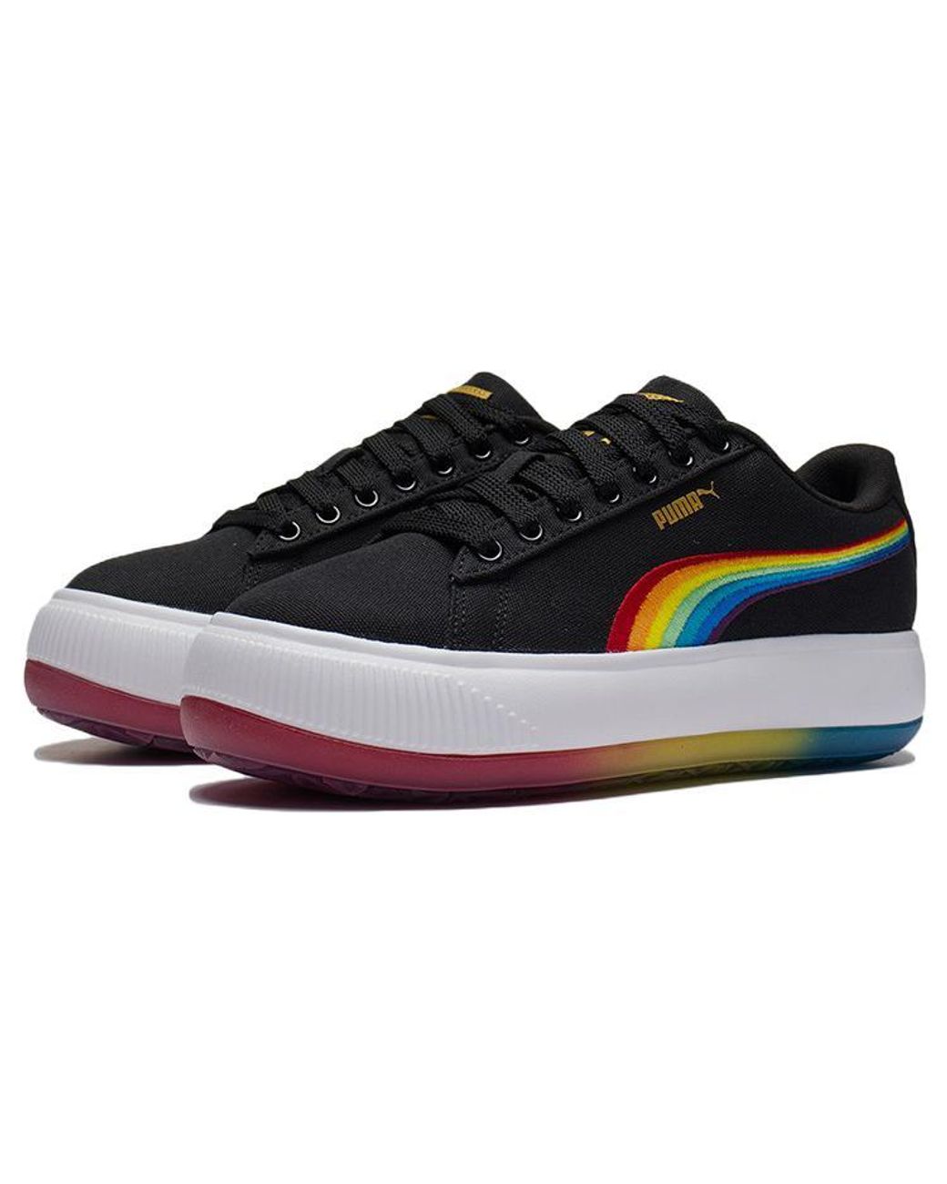 PUMA Blue (Wmns) Suede Mayu Prism Low Tops Thick Sole Skateboarding Shoes