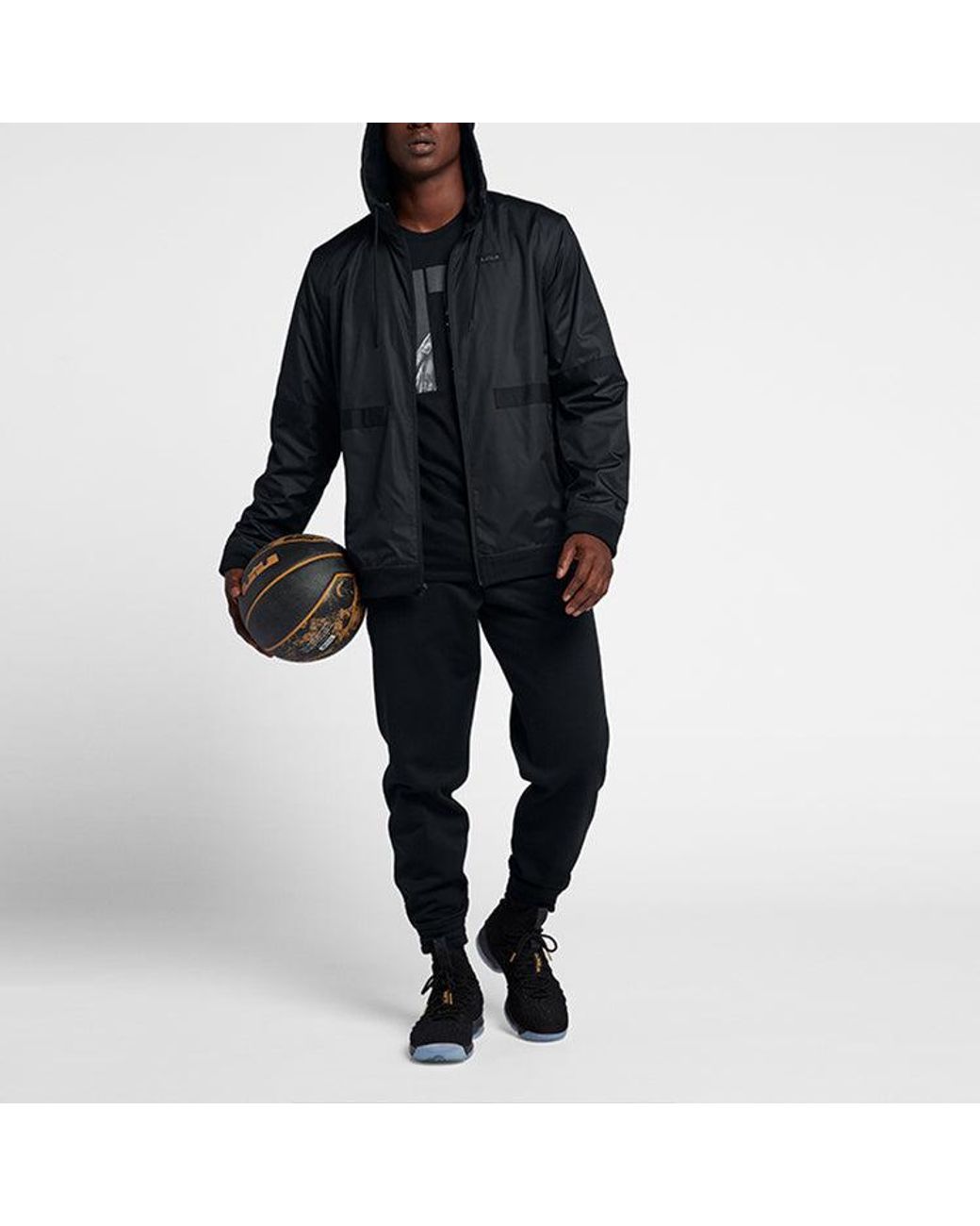 Nike Black Lebron Fleece Stay Warm Breathable Hooded Track Jacket for men