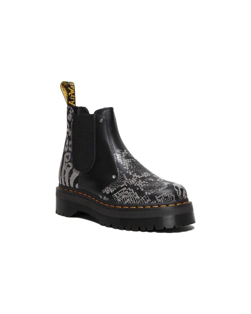 Dr. Martens Black 2976 Quad Platform Animal Print Boots for men