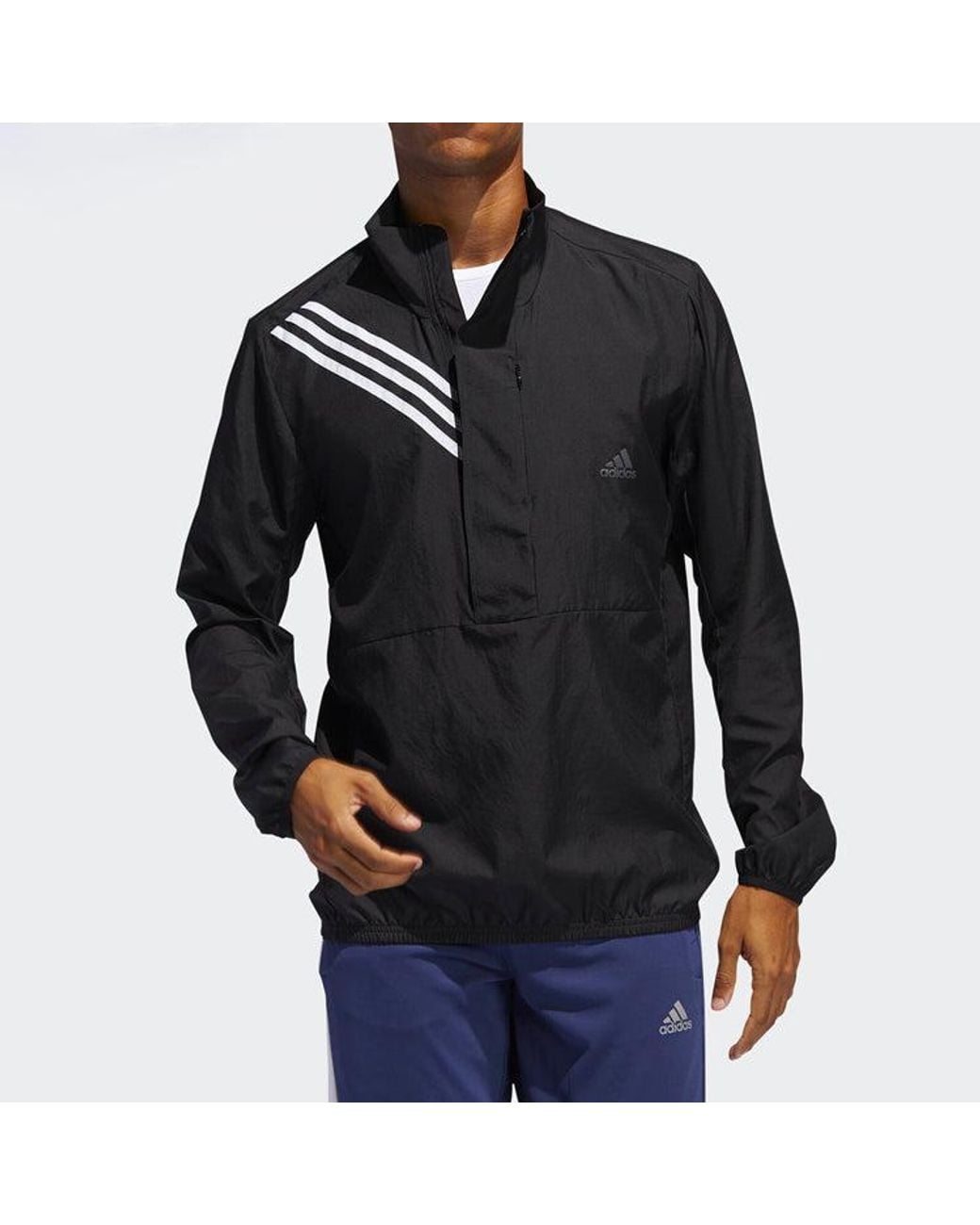 Adidas Black Logo Print Casual Running Stand Collar Jacket for men