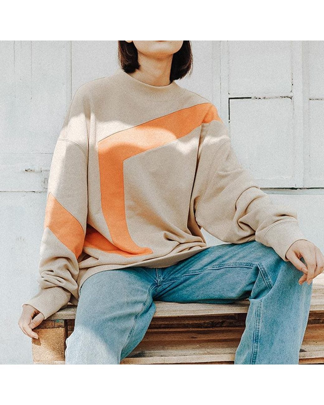 Vans Orange Logo Printing Casual Sports Pullover Couple Style for men