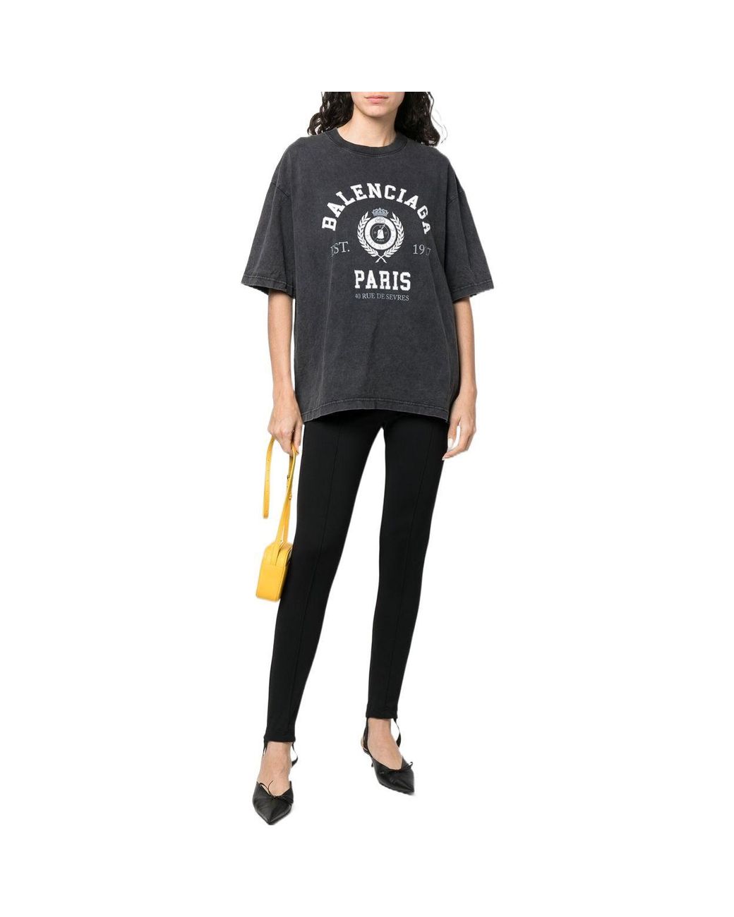 Balenciaga Black Varsity Logo Short Sleeve T-Shirt 'Washed'