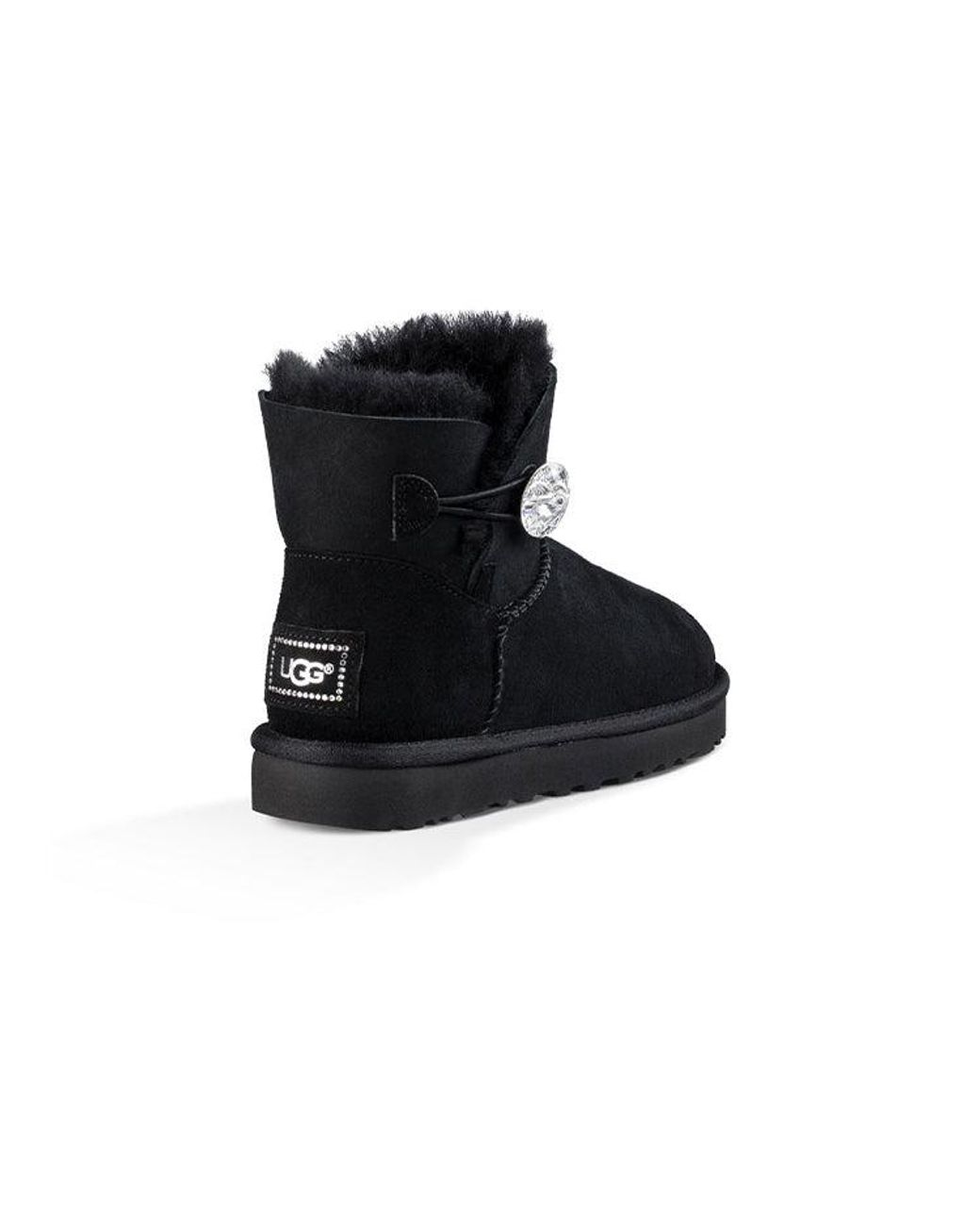 Ugg Black (Wmns) Mini Bailey Button Bling Fleece Lined