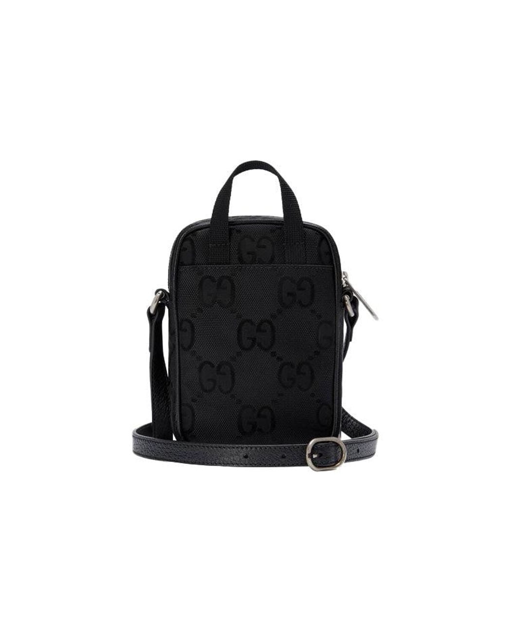 Gucci Black Off The Grid Otg Environmental Friendly Series Logo Leather Logo Nylon Handbag Mini for men