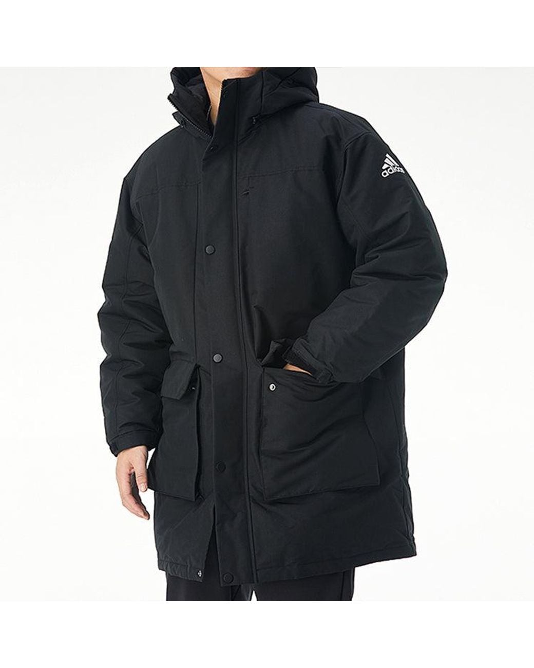 Adidas Black Outdoor Sports Windproof Warm Hood Down Jacket for men