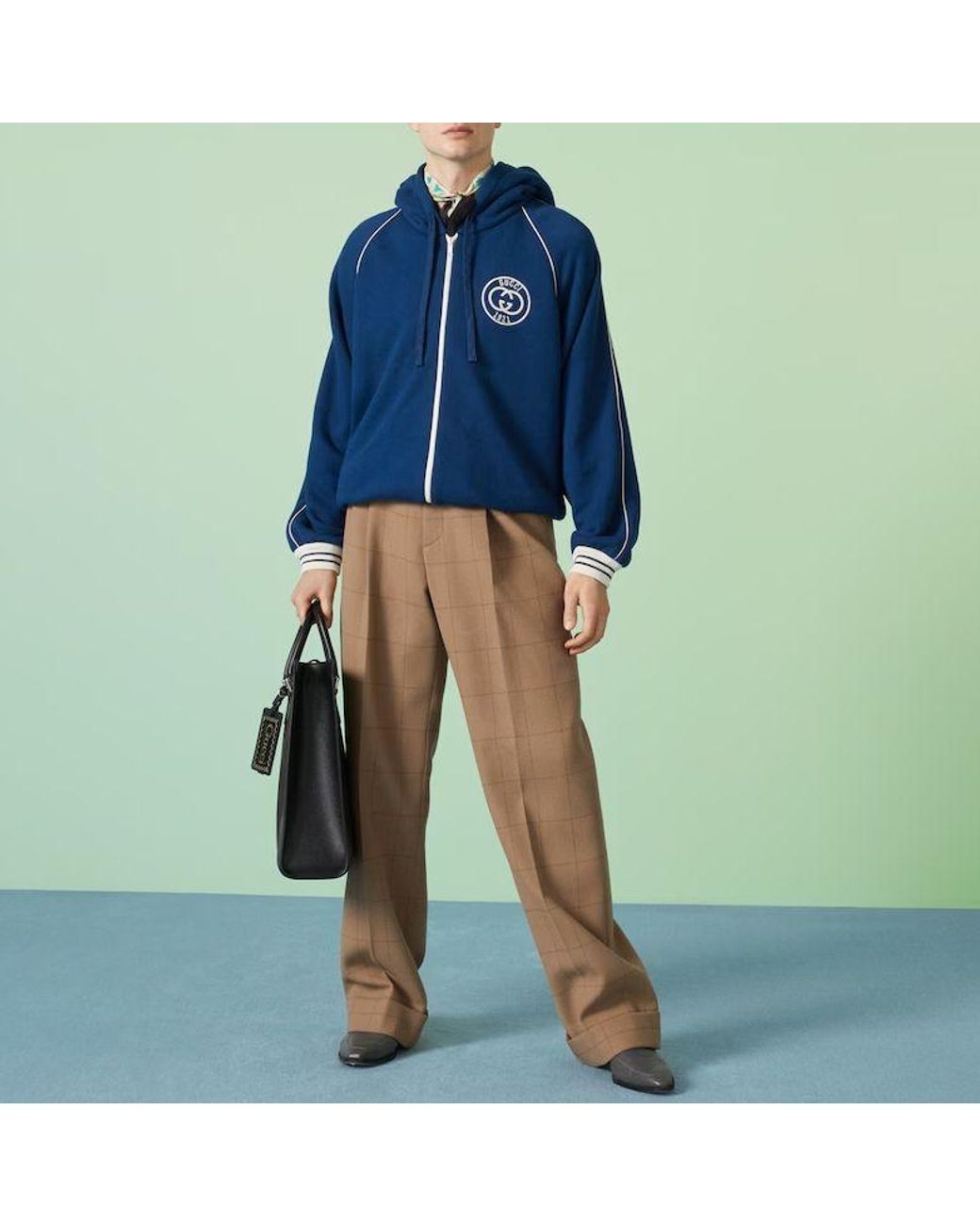 Gucci Blue Cotton Jersey Sweatshirt With Patch for men