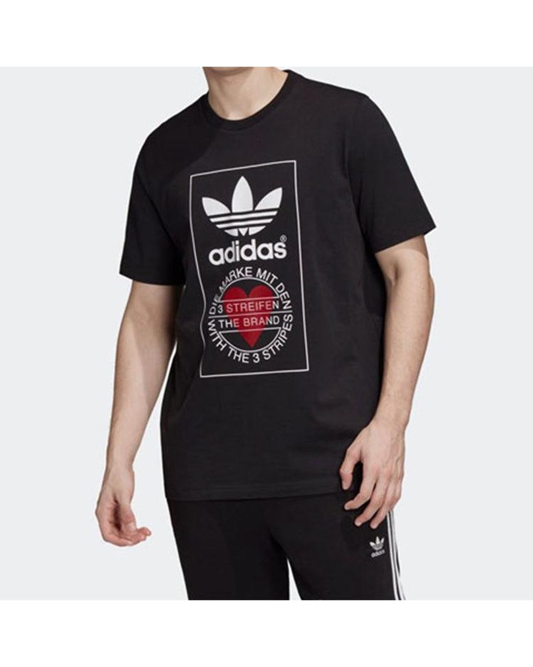 Adidas Black Originals Valentine's Day Series Tee Love Printing Short Sleeve