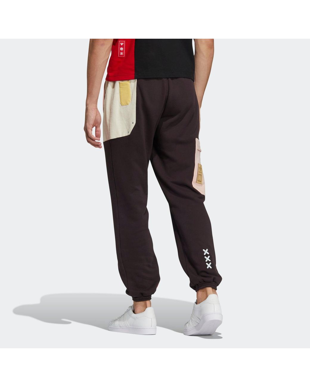 Adidas Black Originals Series Contrast Color Stitching Drawstring Sports Pants/Trousers/Joggers for men