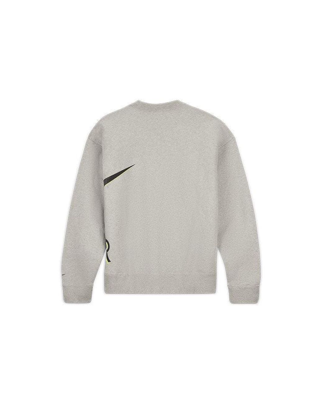 Nike Gray Air X Kim Jones Logo Print Velvet Crew Neck Sweater