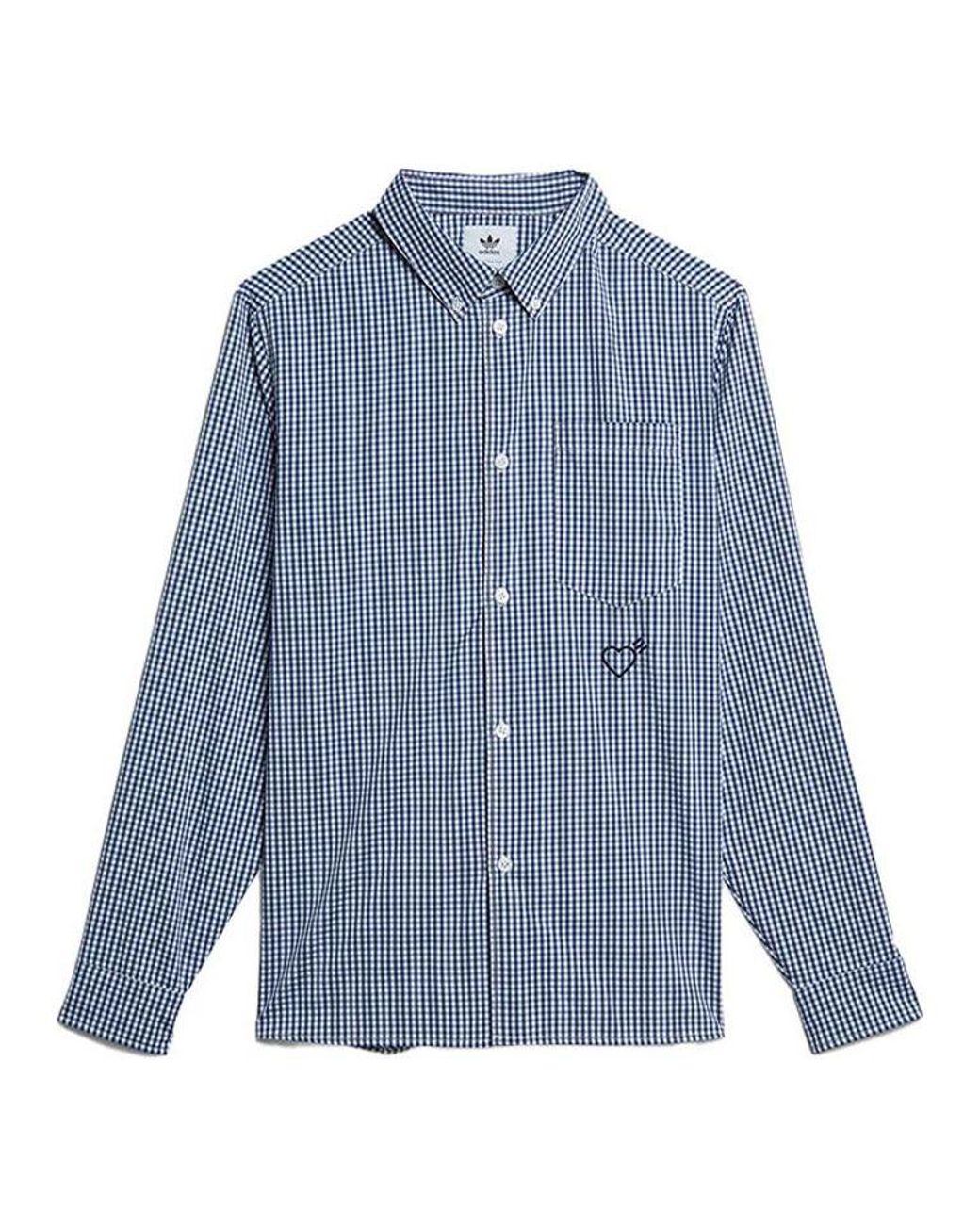 Adidas Blue Originals X Human Made Crossover Embroidered Long Sleeves Shirt for men