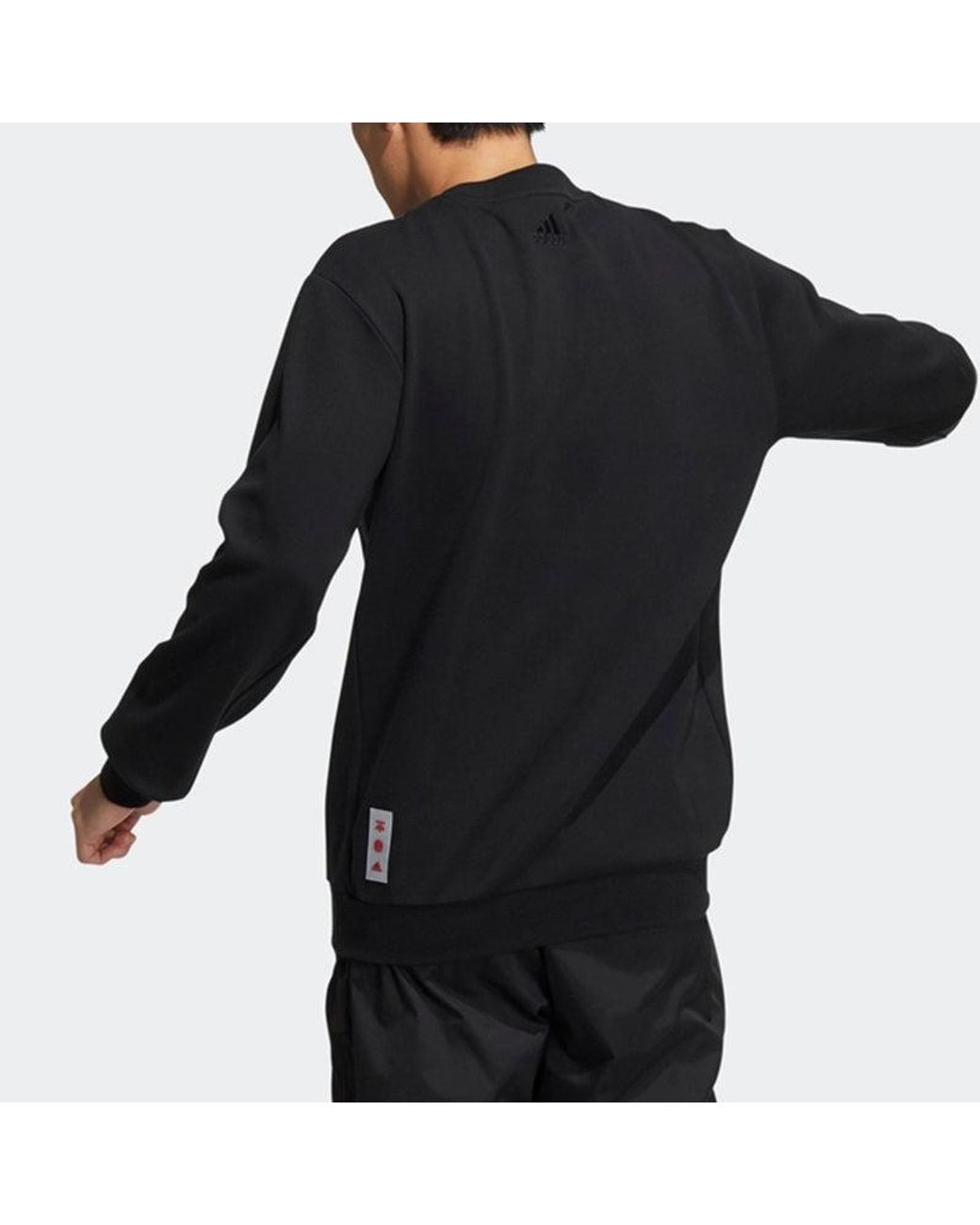 Adidas Black Cny Gfx Crew1 Limited Logo Printing Sports Round Neck Pullover for men