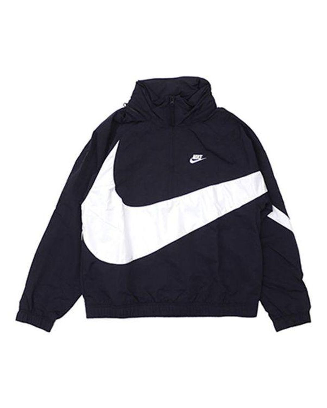 超美品‼︎NIKE超ビックスウッシュ白×黒色ブラックプルオーバー薄手Lsize NIKE US規格 BIG SWOOSH ANORAK JACKET Nike Sportswear 'Swoosh