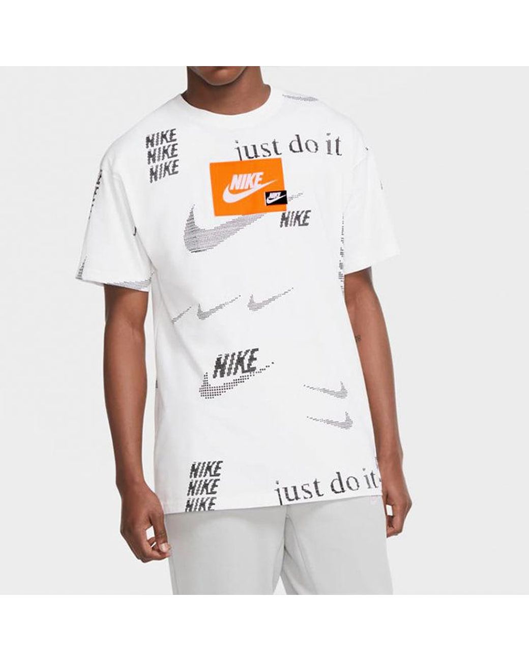 Nike White Sportswear Pattern Short Sleeve 'Just Do It' for men