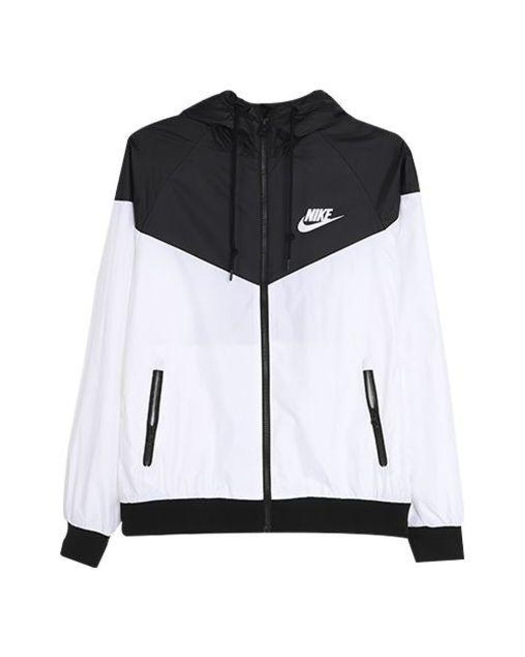 Nike Woven Windproof Athleisure Casual Sports Colorblock Hooded Jacket  Black White for Men | Lyst